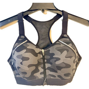Layer 8 Camo High Impact Sports Bra Zip Front - M (b10)